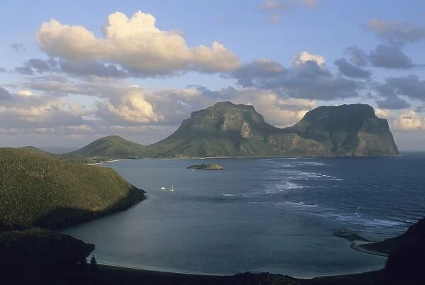 New South Wales lagoon, Mts Lidgbird & Gower, Lord Howe Is, World Heritage Site