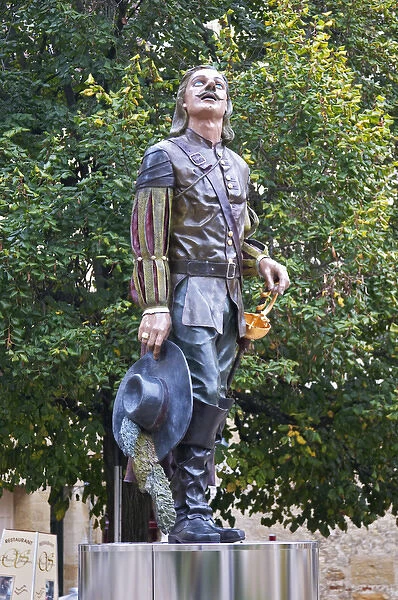 The new statue of Cyrano de Bergerac on the main town square in Bergerac, unusual