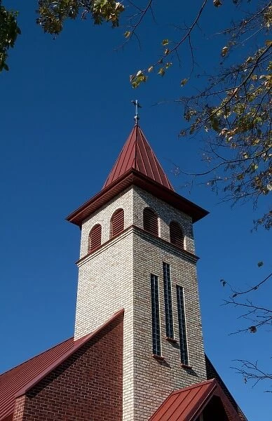 New steeple on church in Marijampole, near Vilnius, Lithuania