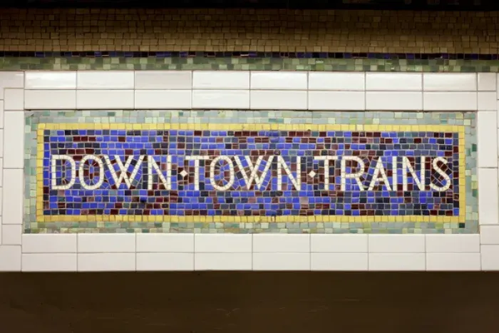 Framed Print : New York City, New York, United States. Old tile subway signage Framed Print : New York City, New York, United States. Old tile subway signage