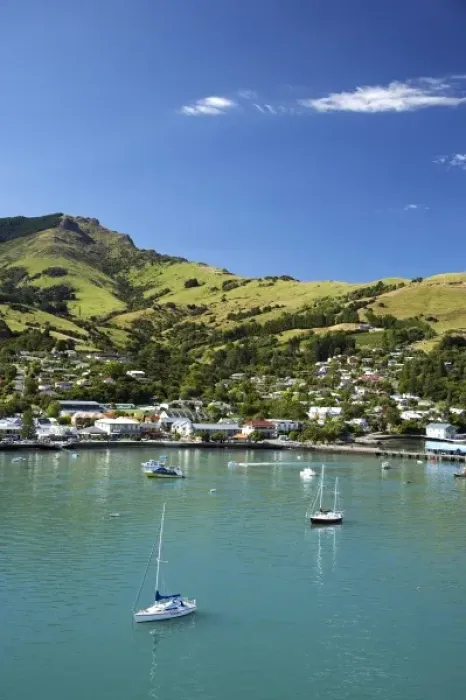 Framed Print : New Zealand, Akaroa, Akaroa Harbour, Banks Peninsula, Canterbury, South Island, New Framed Print : New Zealand, Akaroa, Akaroa Harbour, Banks Peninsula, Canterbury, South Island, New