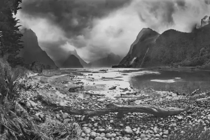 Framed Print : New Zealand Asia Milford Sound in Storm