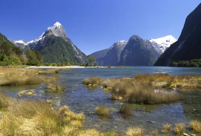 Framed Print : New Zealand, Mitre Peak & Milford Sound, Fiordland National Park, Fiordland