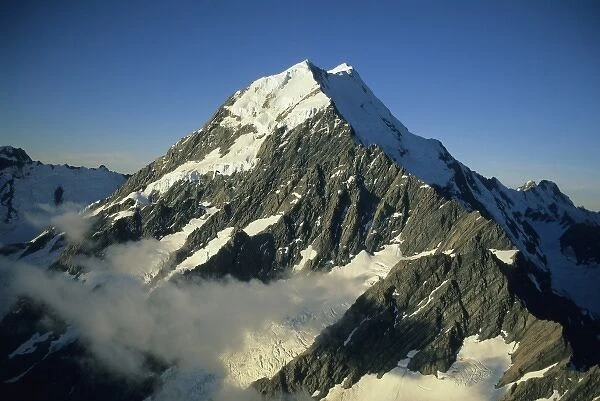 New Zealand, Mt. Cook, highest peak at 3754m. at sunset, Maori name is Aorangi (Cloud Piercer)