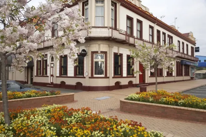Framed Print : New Zealand, North Island, Manawatu, Fielding, Historic Fielding Hotel, and Spring Flowers Framed Print : New Zealand, North Island, Manawatu, Fielding, Historic Fielding Hotel, and Spring Flowers