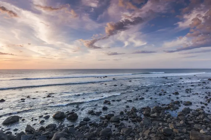 Framed Print : New Zealand, North Island, New Plymouth-area, Pungarehu, Cape Egmont, seascape, dusk