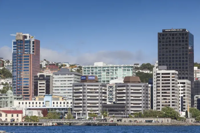 Framed Print : New Zealand, North Island, Wellington, skyline and waterfront buildings