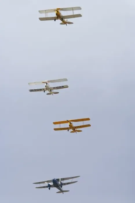 Framed Print : New Zealand, Otago, Wanaka, Warbirds Over Wanaka, De Havilland DH 82A Tiger Moth Biplanes