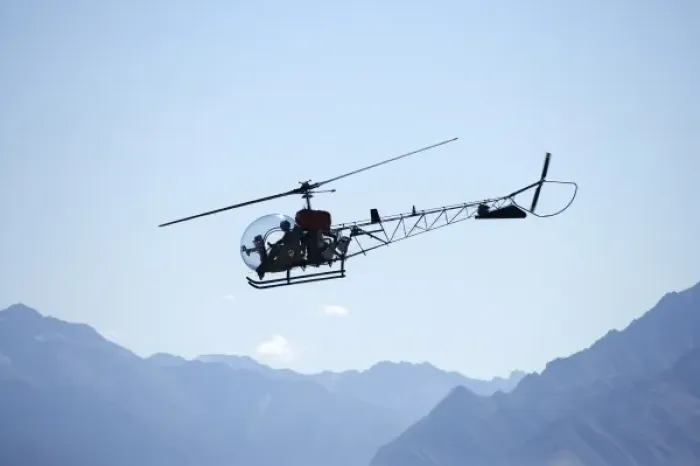 Framed Print : New Zealand, Otago, Wanaka, Warbirds Over Wanaka, Vintage Bell 47 Helicopter