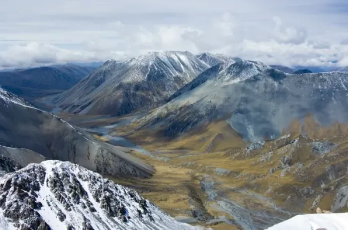 Framed Print : New Zealand, South Island, Arrowsmith Range. View of South fork of Ashburton River drainage