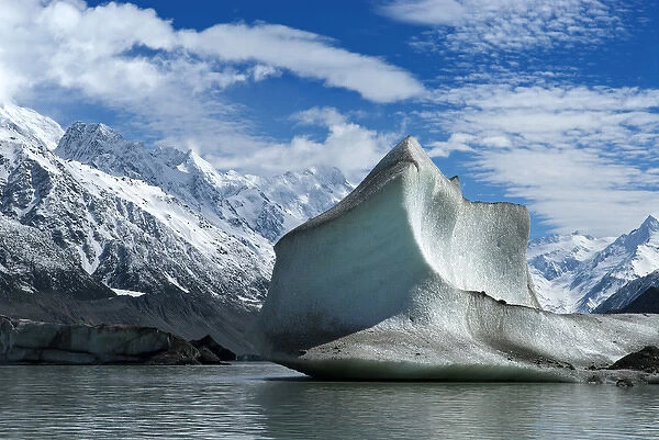 New Zealand; South Island. Large icebergs on Tasman Glacier Terminal Lake
