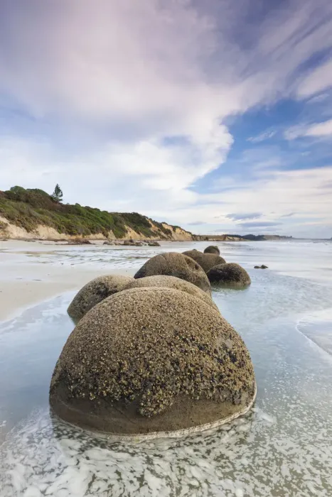 Framed Print : New Zealand, South Island, Otago, Moeraki, Moeraki Boulders also known as Te Kaihinaki