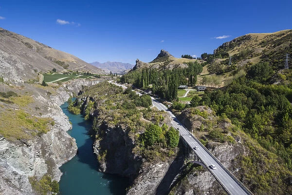 New Zealand, South Island, Otago, Gibbston, elevated view of the Kawarau River