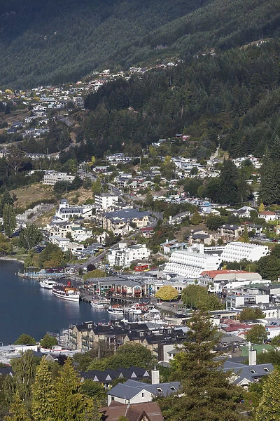 New Zealand, South Island, Otago, Queenstown, elevated town view, morning