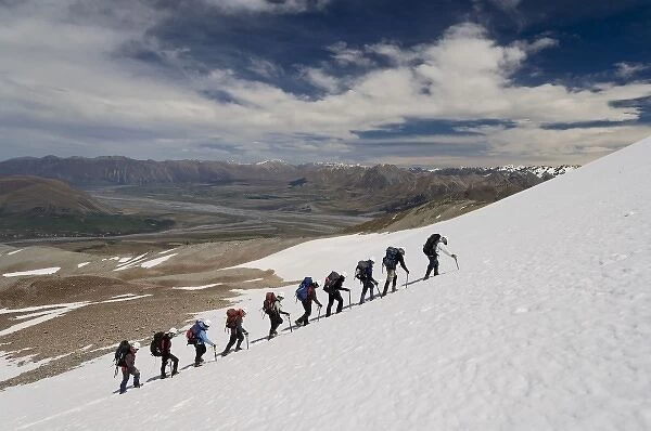 New Zealand, South Island, Potts Range. NOLS course climbing an unnamed peak (elevation 2034m)
