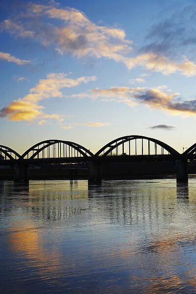 New Zealand, South Island, South Otago, Balclutha Bridge at Sunset, Clutha River