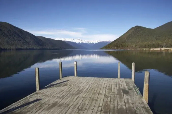 Framed Print : New Zealand, South Island, Tasman District, Nelson Lakes National Park, Jetty, Lake Framed Print : New Zealand, South Island, Tasman District, Nelson Lakes National Park, Jetty, Lake