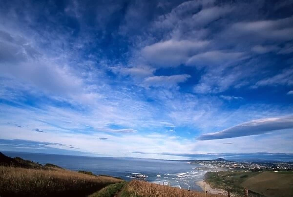 New Zealand, South Island, view towards Dunedin from Otago Peninsula