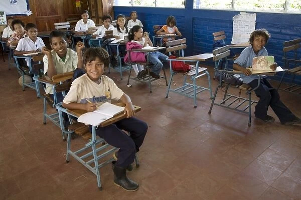 Nicaragua, Granada. Children in classroom at school in Santa Ana de Malacos