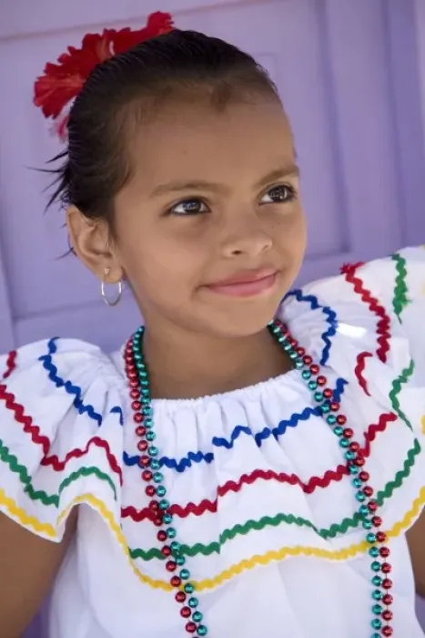 Framed Print : Nicaragua, Granada. Girl in traditional dress after dance in Villa Esperanza barrio. (MR) Framed Print : Nicaragua, Granada. Girl in traditional dress after dance in Villa Esperanza barrio. (MR)