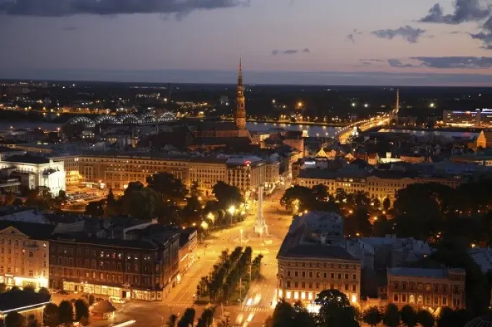 Framed Print : The night view of city of Riga. Latvia Framed Print : The night view of city of Riga. Latvia