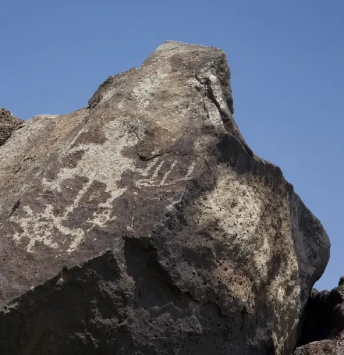 Framed Print : NM, New Mexico, Albuquerque, Petroglyph National Monument, Boca Negra Canyon, petroglyphs