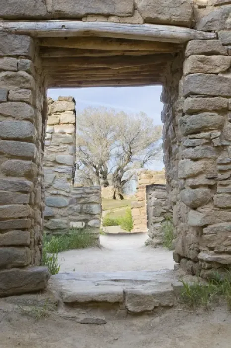 Framed Print : NM, New Mexico, Aztec, Aztec Ruins National Monument, built by ancestral Pueblo people