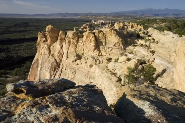 Framed Print : NM, New Mexico, El Malpais National Monument, Sandstone Bluffs Overlook, vista over Framed Print : NM, New Mexico, El Malpais National Monument, Sandstone Bluffs Overlook, vista over