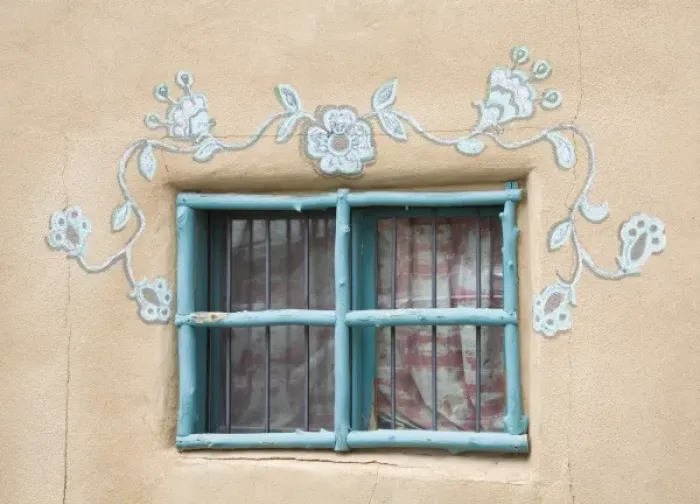 Framed Print : NM, New Mexico, Ranchos de Taos, Decorative Window Framed Print : NM, New Mexico, Ranchos de Taos, Decorative Window