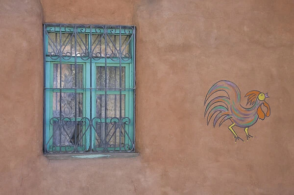 NM, New Mexico, Santa Fe, window and wall art
