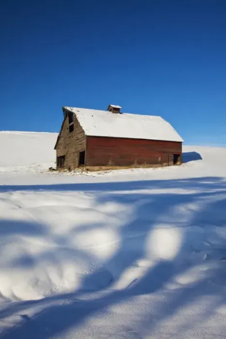 Framed Print : Noerth America; USA; Washington; Colfax; OLd Red Barn after fresh snow