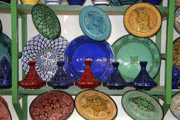 North Africa, Africa, Morocco, Marrakesh. A selection of Morrocan pottery and ceramics