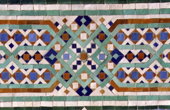 Framed Print : North Africa, Morocco, Casablanca. Hassan II Mosque mosaic tile detail