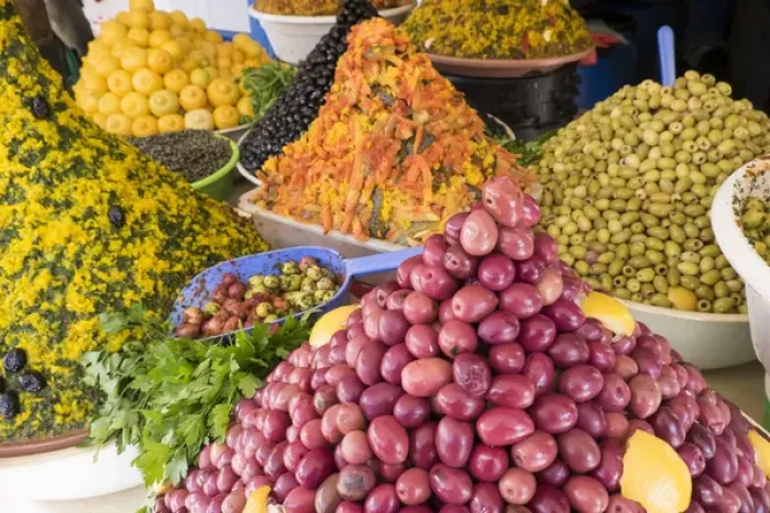 Framed Print : North Africa, Morocco, Essaouira, Souk, varieties of olives, oil and preserved lemons Framed Print : North Africa, Morocco, Essaouira, Souk, varieties of olives, oil and preserved lemons