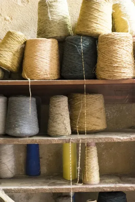 Framed Print : North Africa, Morocco, Fes medina, spools of weaving thread in the old souk. Scarves Framed Print : North Africa, Morocco, Fes medina, spools of weaving thread in the old souk. Scarves