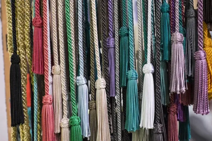 Framed Print : North Africa, Morocco, Marrakech. thread and tassle works section (silk, yarn, wool)