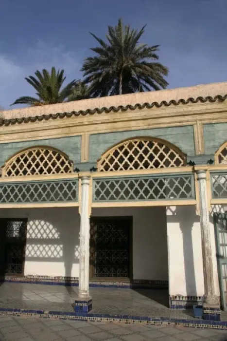 Framed Print : North Africa, Morocco, Marrakesh. Carved stucco archways of El Bahia Palace Courtyard
