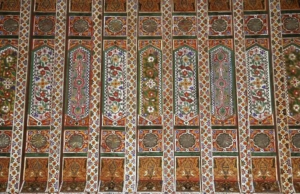 North Africa, Morocco, Marrakesh. Zellij detail work at El bahia Palace