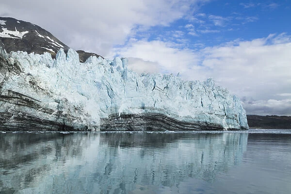 North America, Alaska, Glacier Bay. A close-in view of Margerie Glacier with lateral moraine