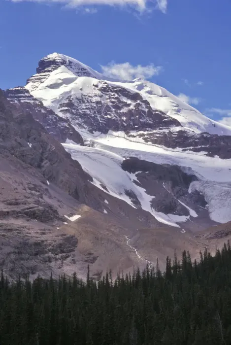 Framed Print : North America, Canada, Alberta, Jasper National Park. Castleguard Peak and Saskatchewan