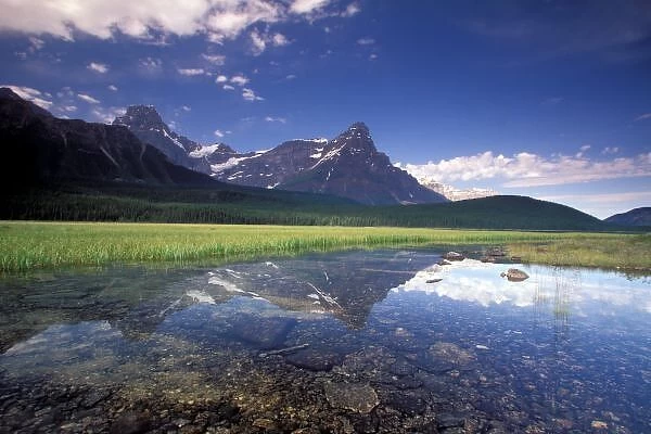 North America, Canada, Alberta, Banff National Park. Landscape with reflection
