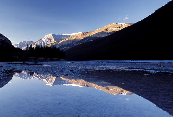 North America, Canada, Alberta, Jasper National Park. Landscape with reflection