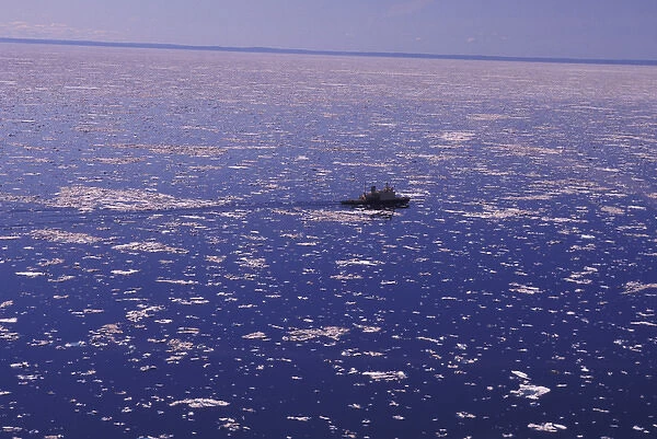 North America, Canada, Baffin Island. 2nd year ice melting, global warming