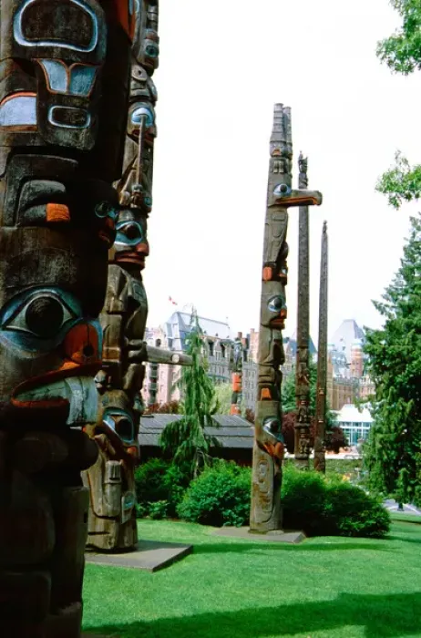 Framed Print : North America, Canada, British Columbia, Victoria, Thunderbird Park. Native totem