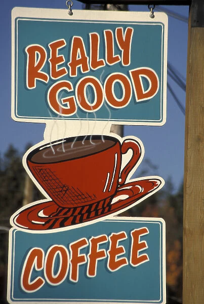 North America, Canada, British Columbia, Vancouver Island, Duncan Coffee sign