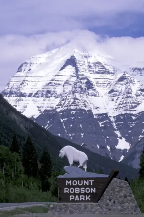 Framed Print : North America, Canada, British Columbia. Mt. Robson towers above the Yellowhead highway