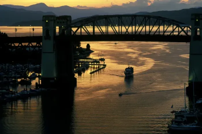 Framed Print : North America, Canada, British Columbia, Vancouver. Burrard Bridge at dusk Framed Print : North America, Canada, British Columbia, Vancouver. Burrard Bridge at dusk