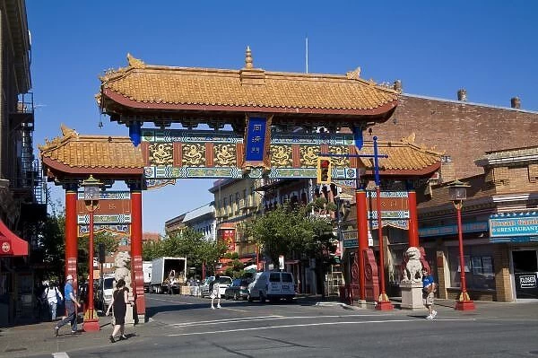 North America, Canada, British Columbia, Victoria. The gates of Chinatown in Victoria, BC