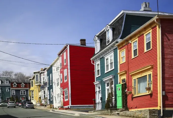Framed Print : North America, Canada, Newfoundland, Colourful houeses in, St. Johns NL