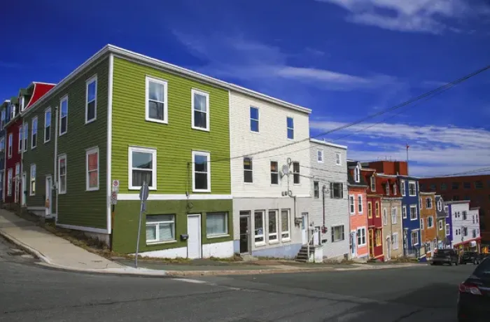 Framed Print : North America, Canada, Newfoundland, Colourful houeses in, St. Johns NL